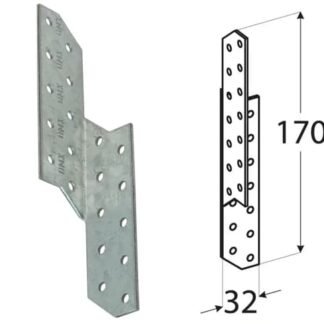 З’єднувач крокв правий DOMAX 32х170х100х2,0 п=20