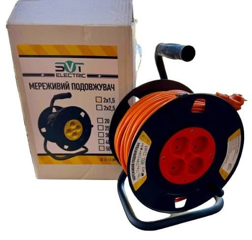 Подовжувач на котушці 2х1,5 50 м Orange svt Electric