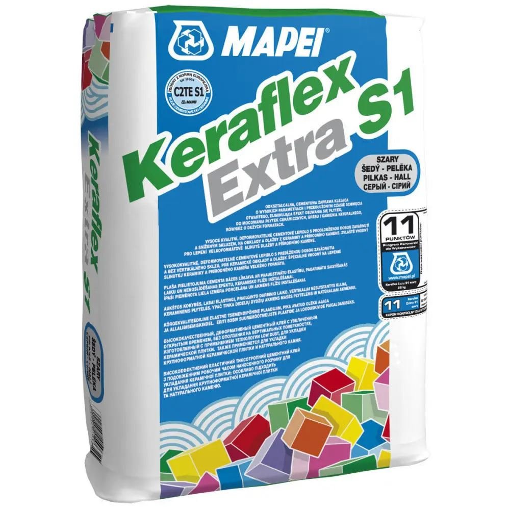 <<Keraflex>> KERAFLEX EXTRA S1 Gr/25 – Керафлекс Екстра С1, сірий (Польща) Високопрод. клей 25кг